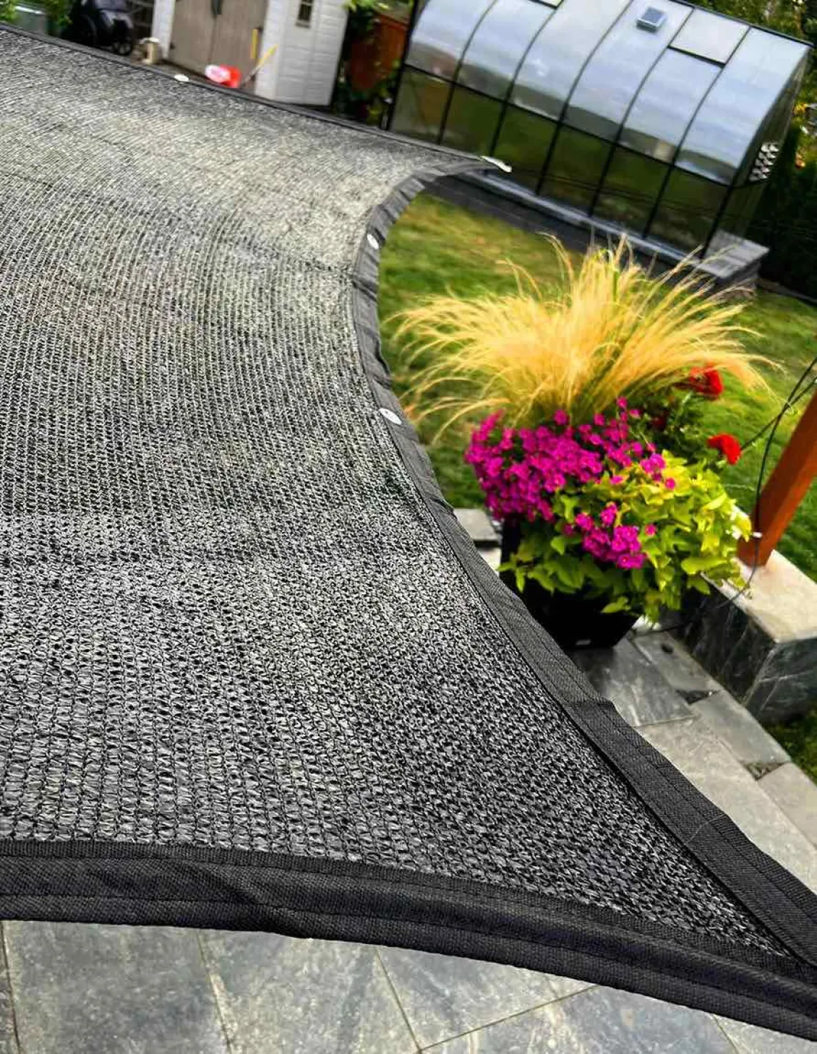 Knitted Shade Tarp Stretched